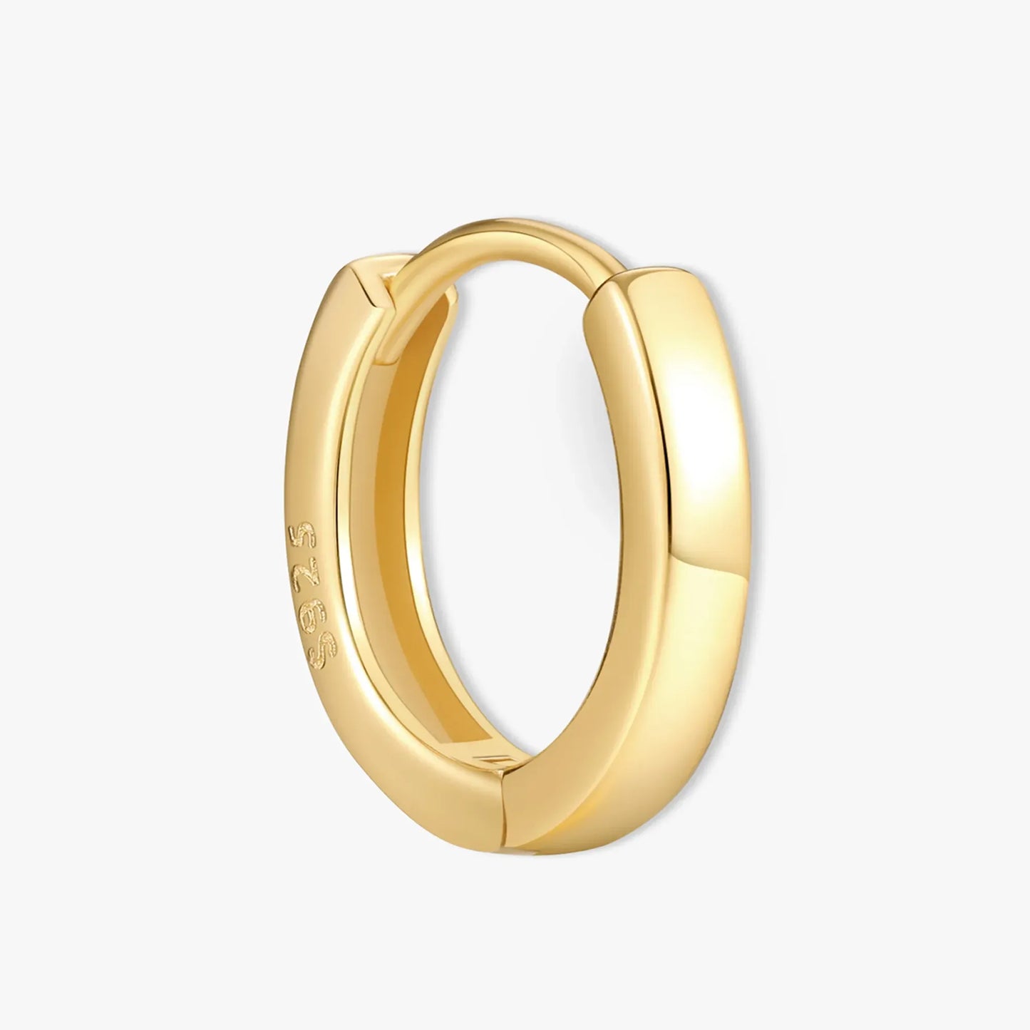 Square Edge Huggie Hoops In Gold
