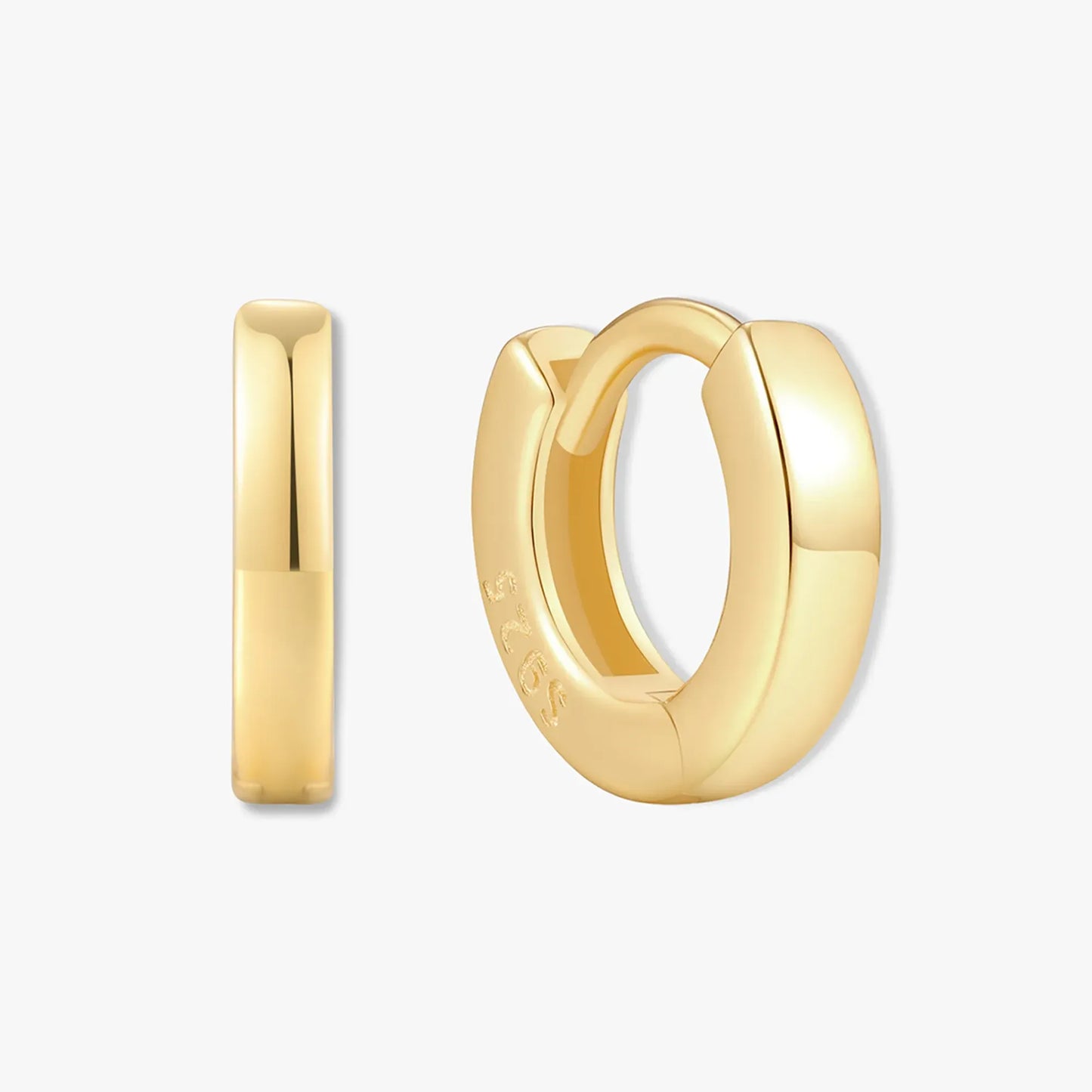 Square Edge Huggie Hoops In Gold