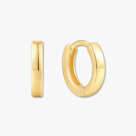 Square Edge Huggie Hoops In Gold