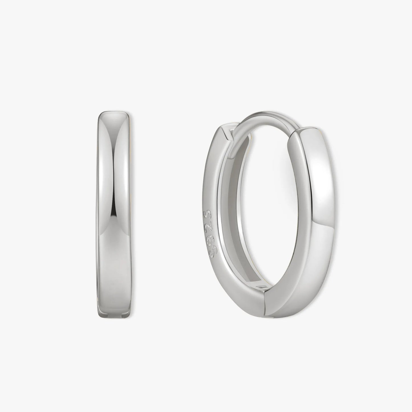 Square Edge Huggie Hoops In Silver