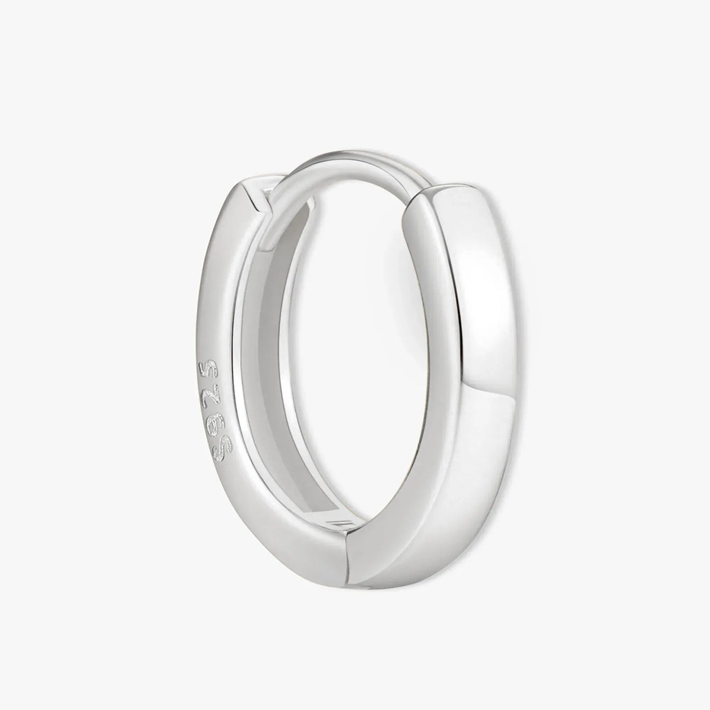 Square Edge Huggie Hoops In Silver