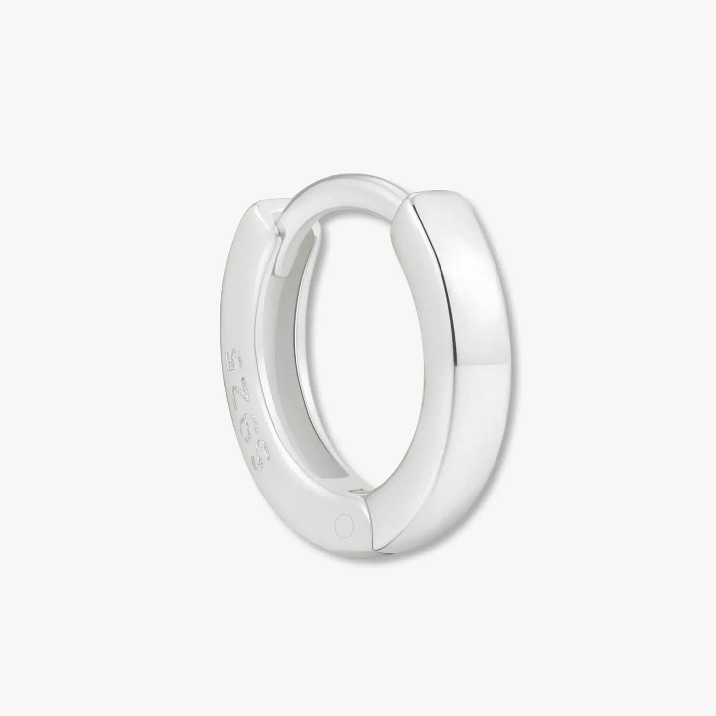 Square Edge Huggie Hoops In Silver