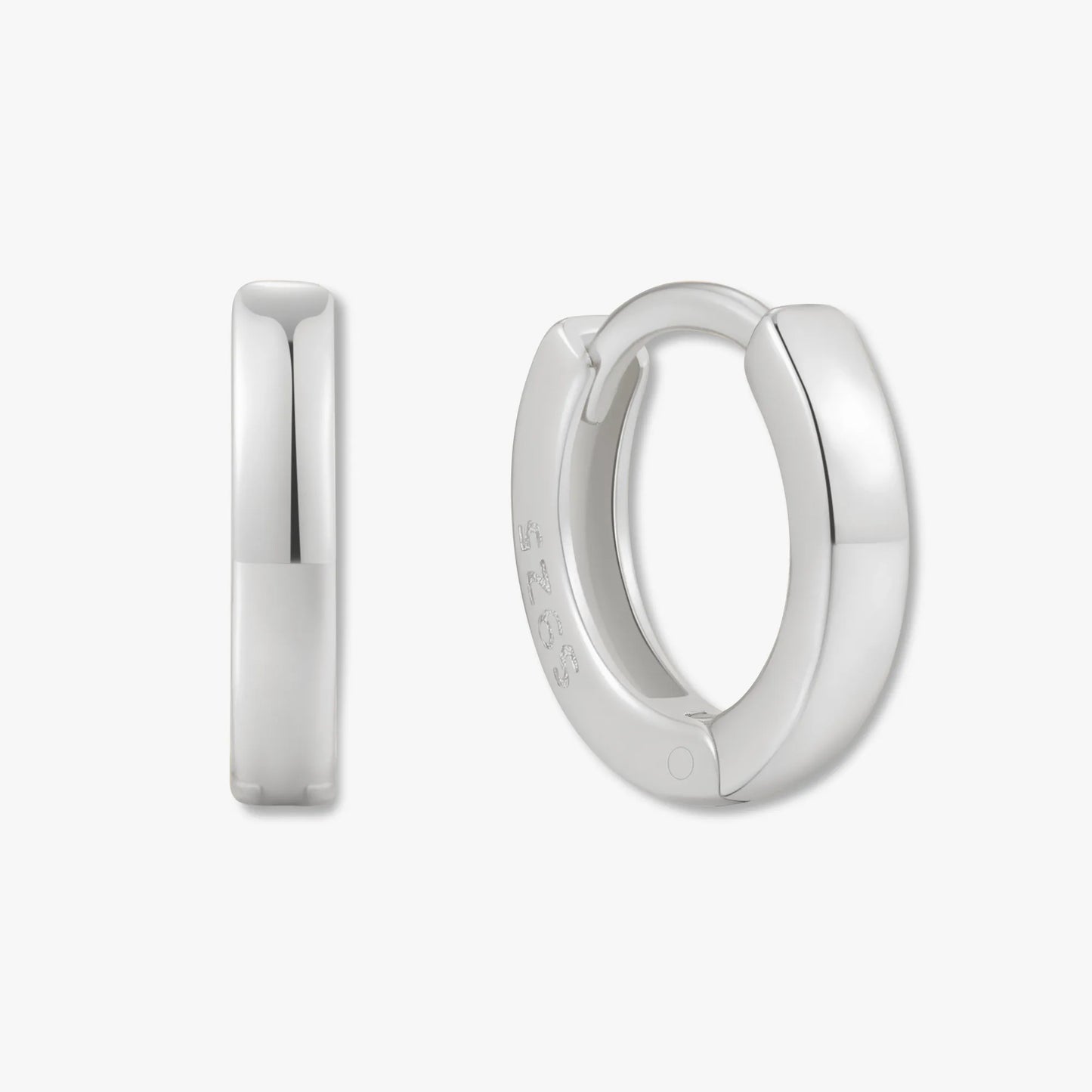 Silver hoop earrings on a white background
