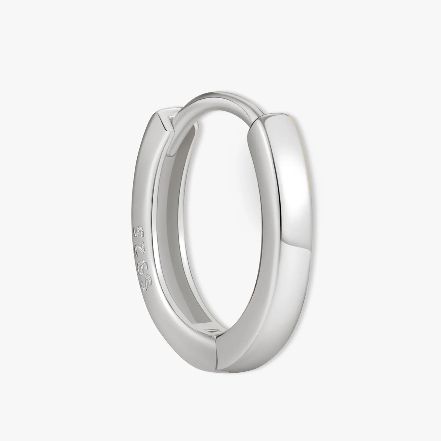 Square Edge Huggie Hoops In Silver