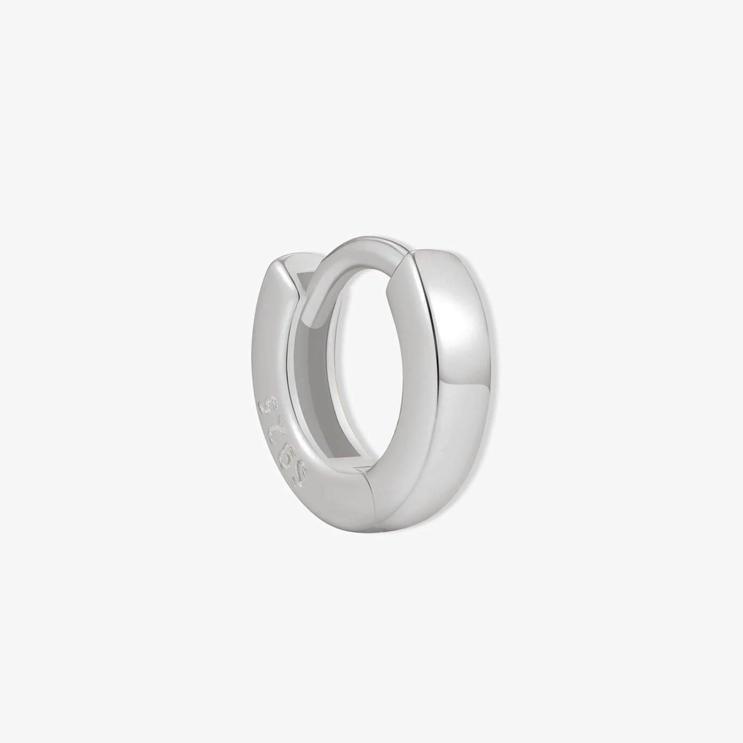 Square Edge Huggie Hoops In Silver