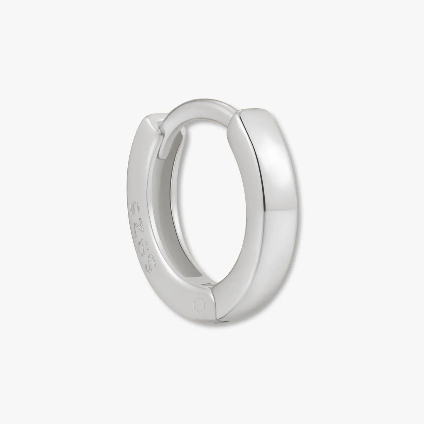 Square Edge Huggie Hoops In Silver