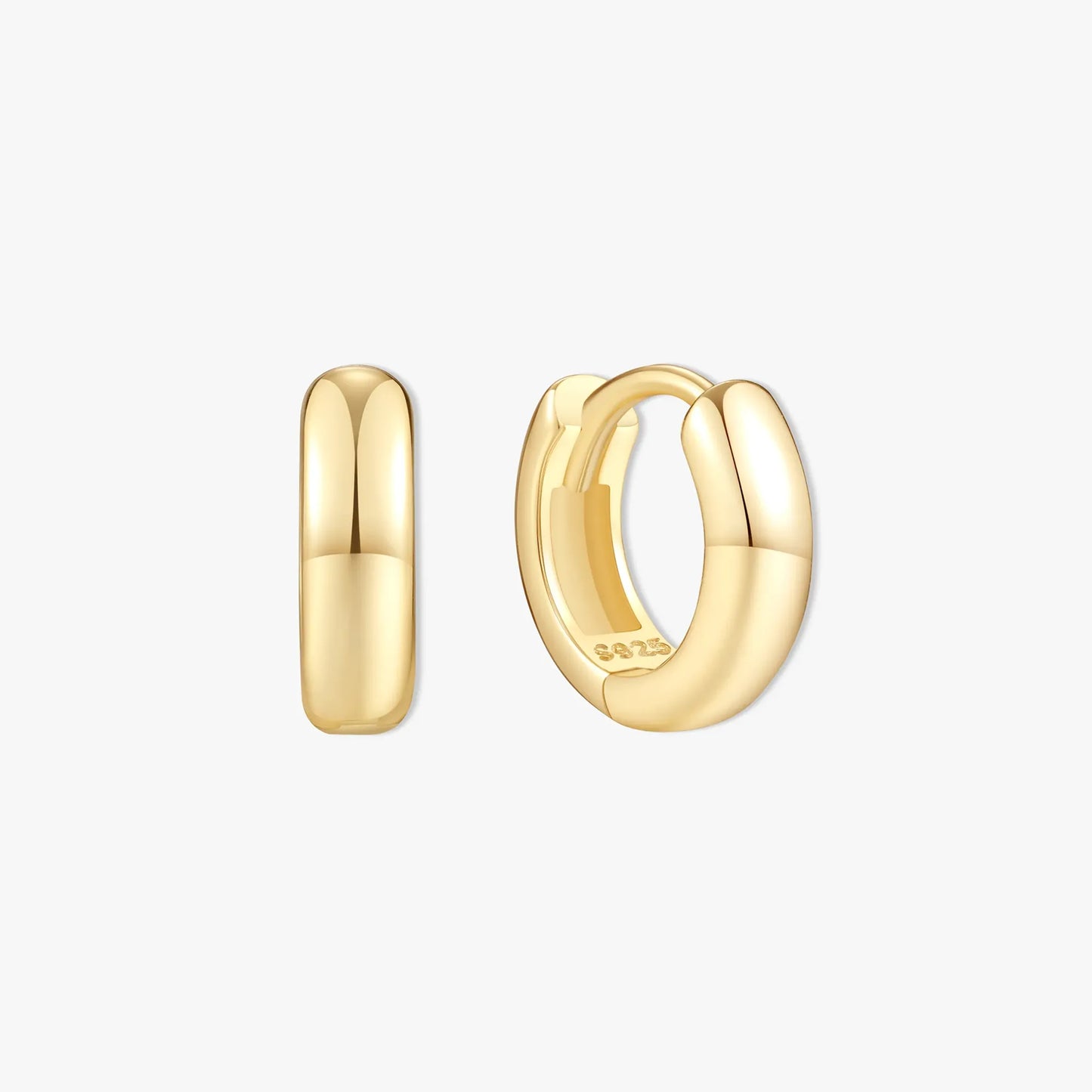 Chunky Bold Huggie Hoops In Gold