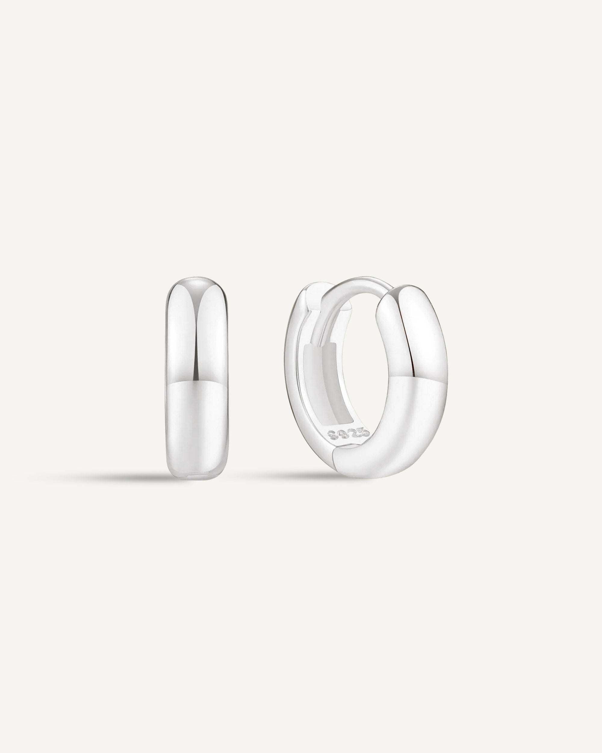 Chunky Bold Huggie Hoops In Silver