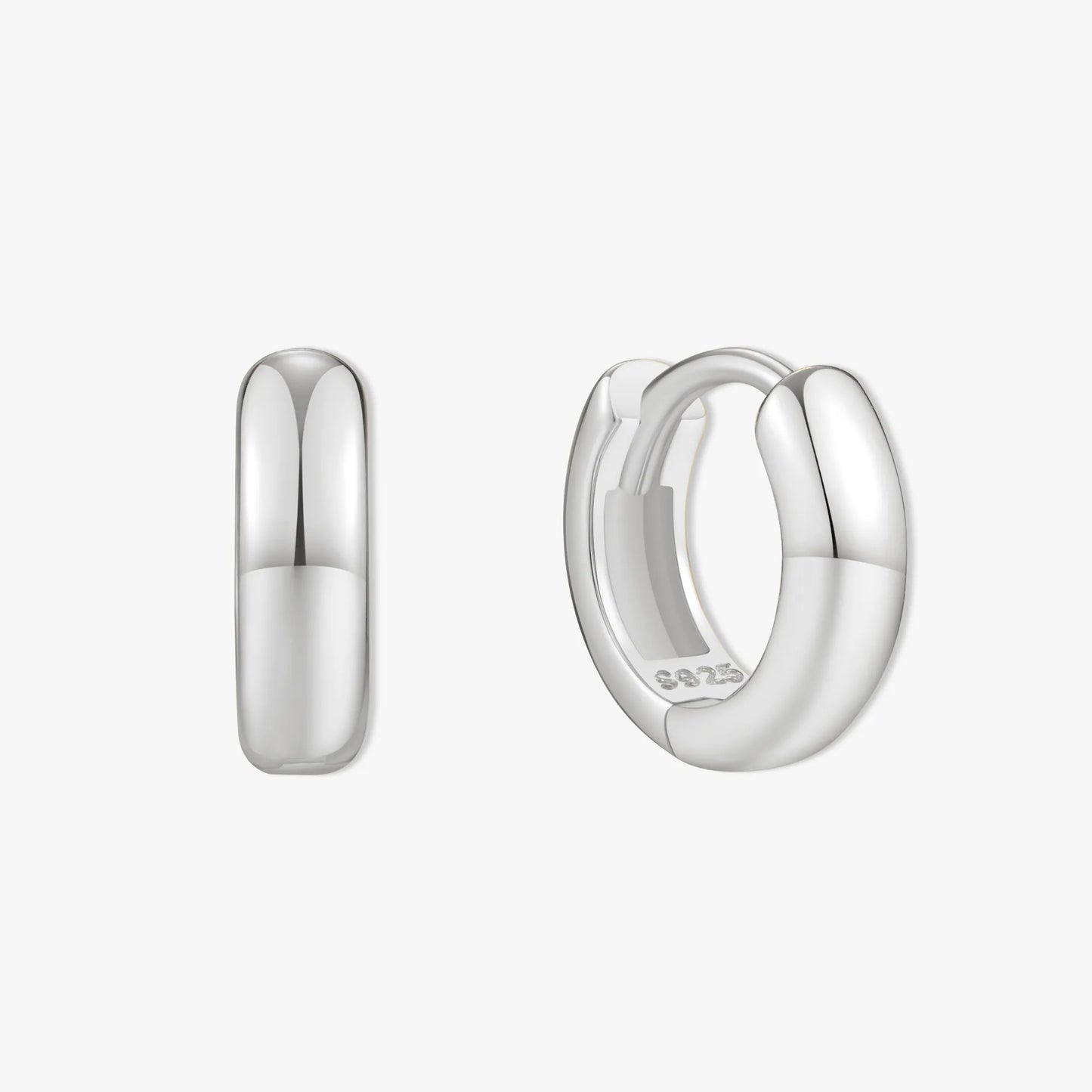 Chunky Bold Huggie Hoops In Silver