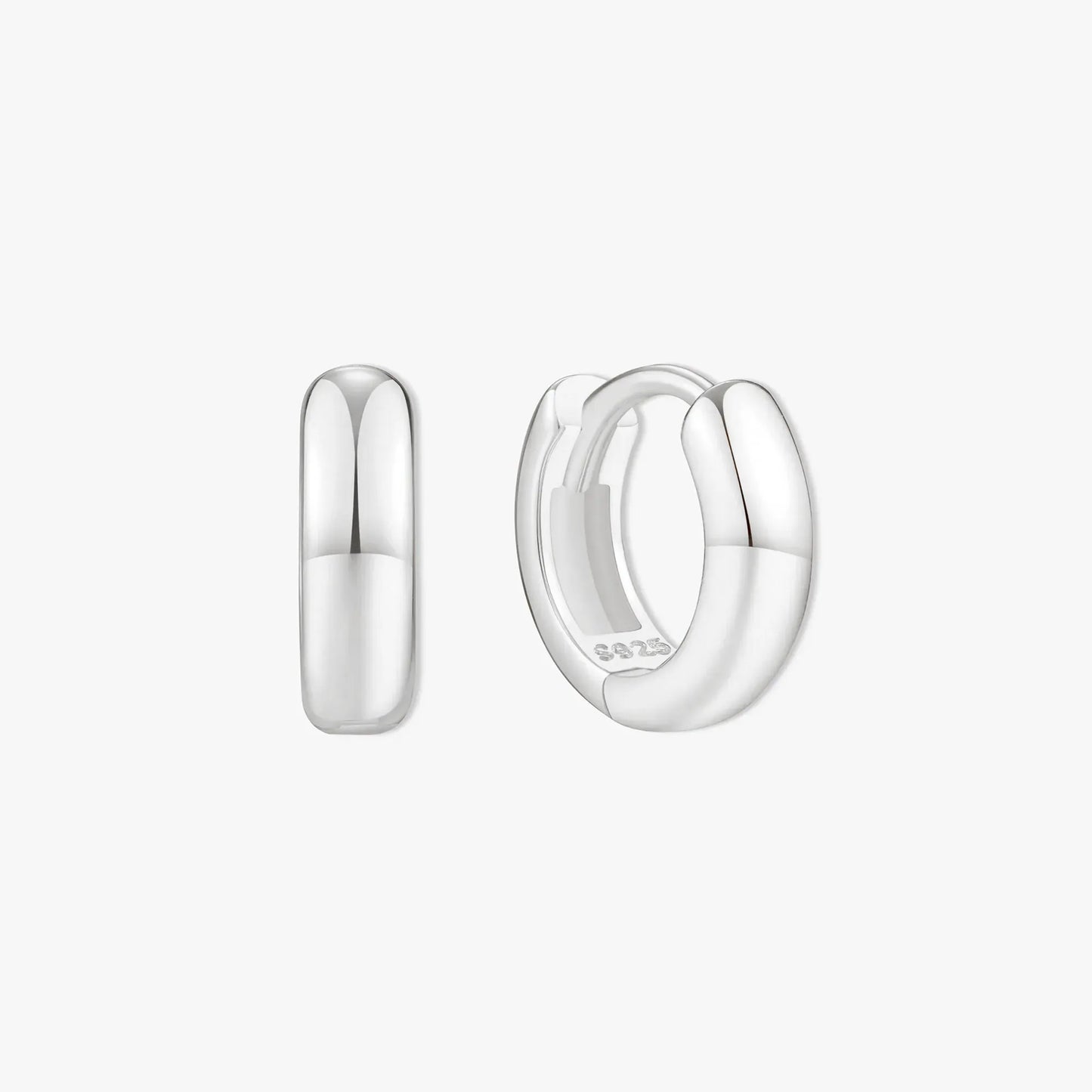 Chunky Bold Huggie Hoops In Silver