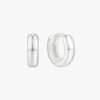 Chunky Bold Huggie Hoops In Silver