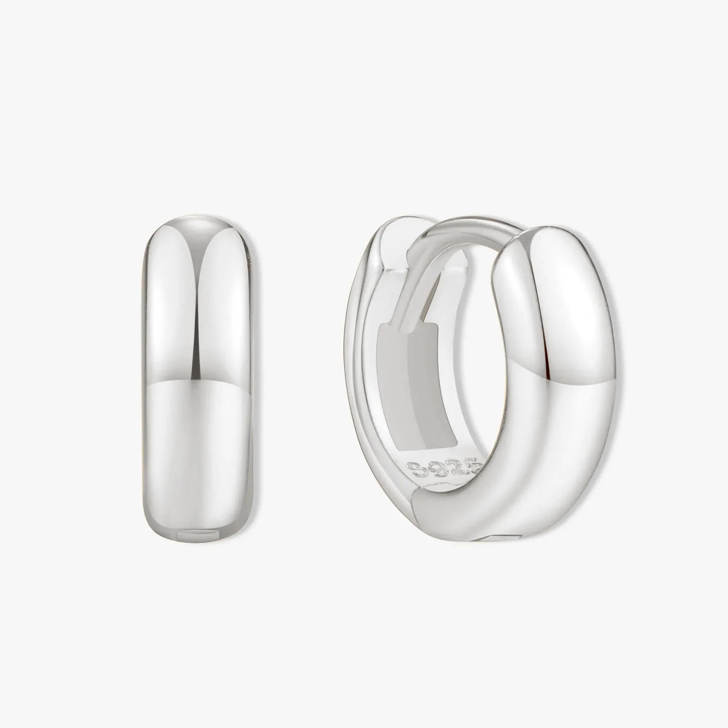 Chunky Bold Huggie Hoops In Silver