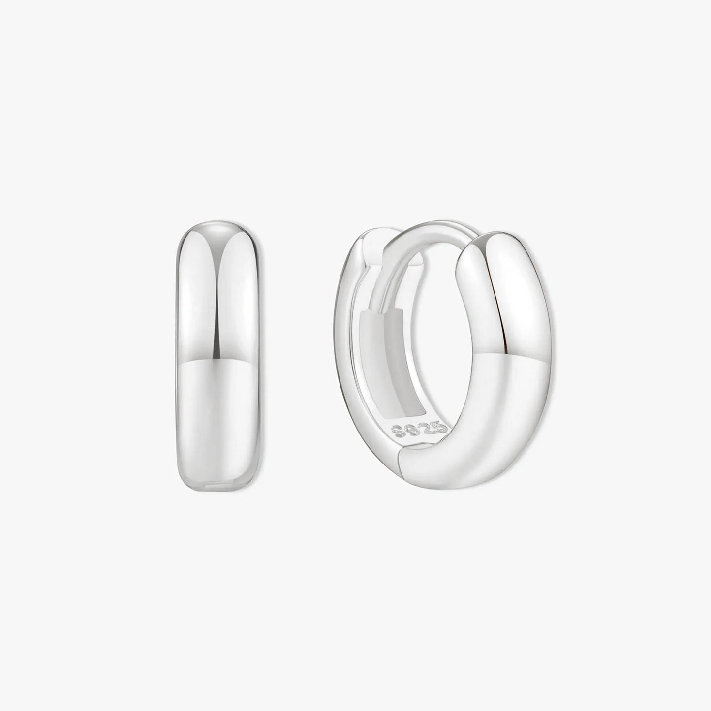 Chunky Bold Huggie Hoops In Silver