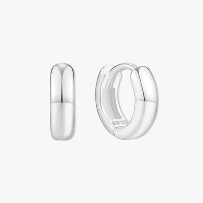Chunky Bold Huggie Hoops In Silver