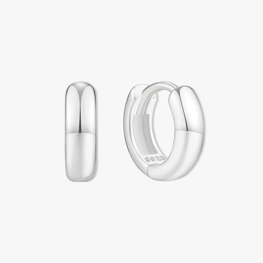 Chunky Bold Huggie Hoops In Silver