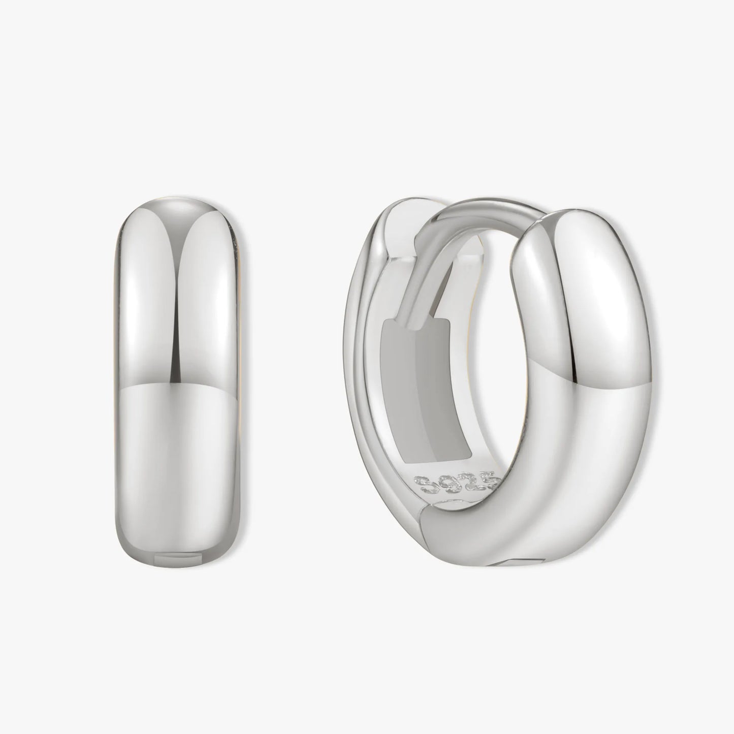 Chunky Bold Huggie Hoops In Silver
