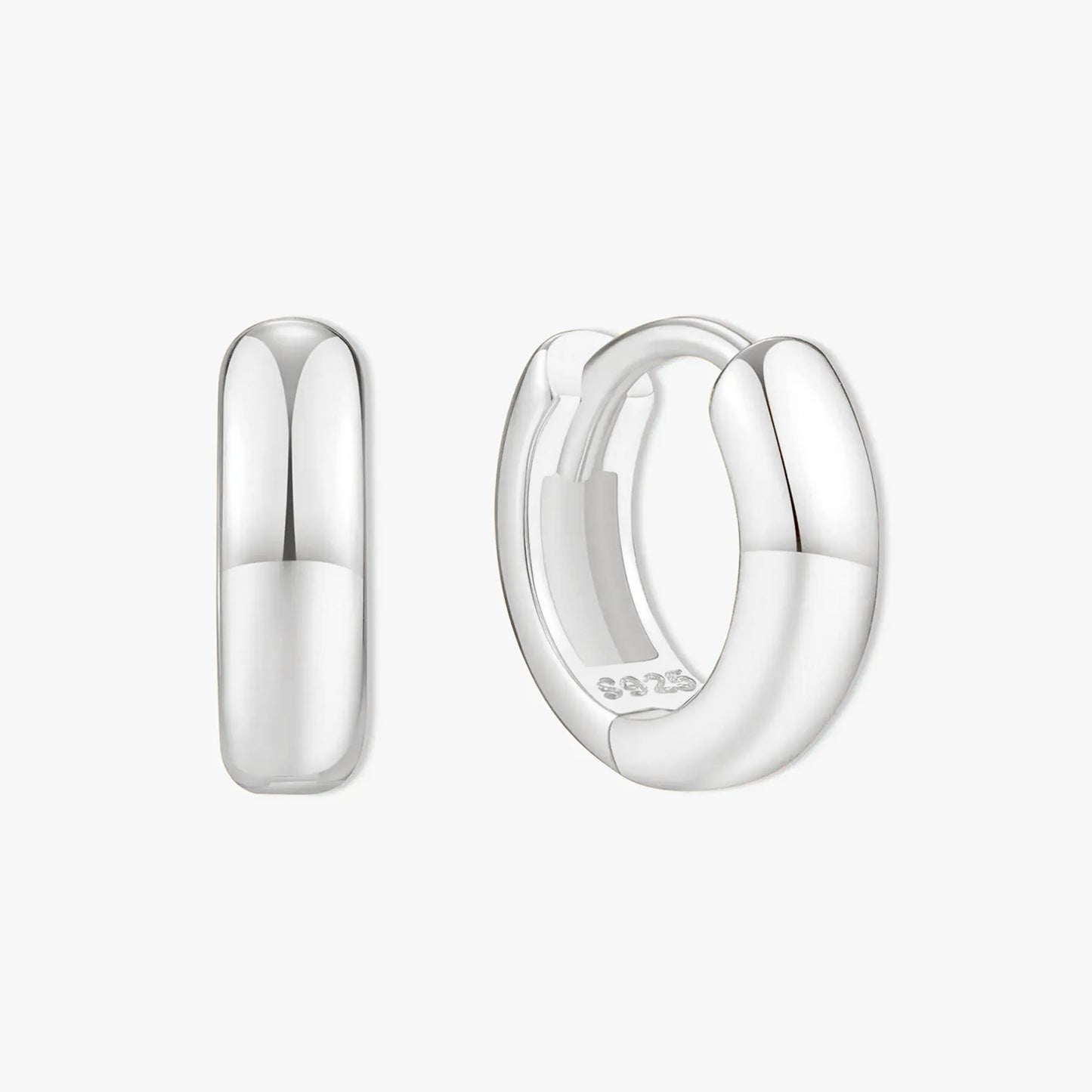 Chunky Bold Huggie Hoops In Silver