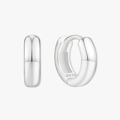 Chunky Bold Huggie Hoops In Silver