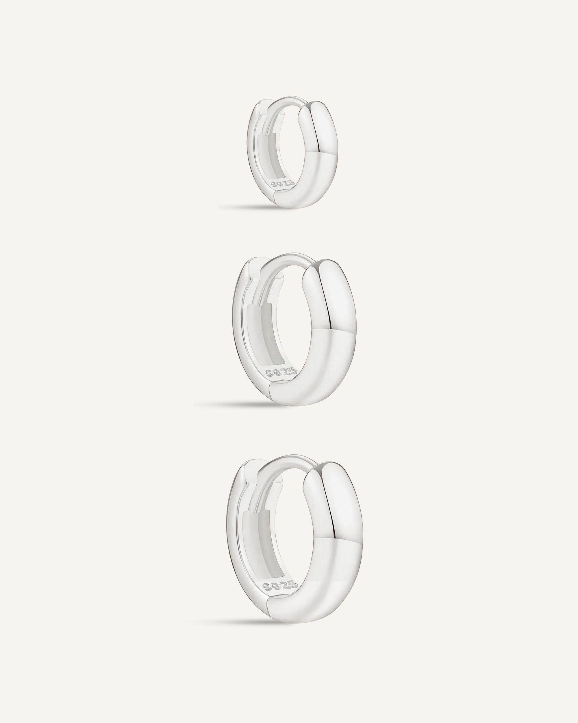 Chunky Bold Huggie Hoops In Silver