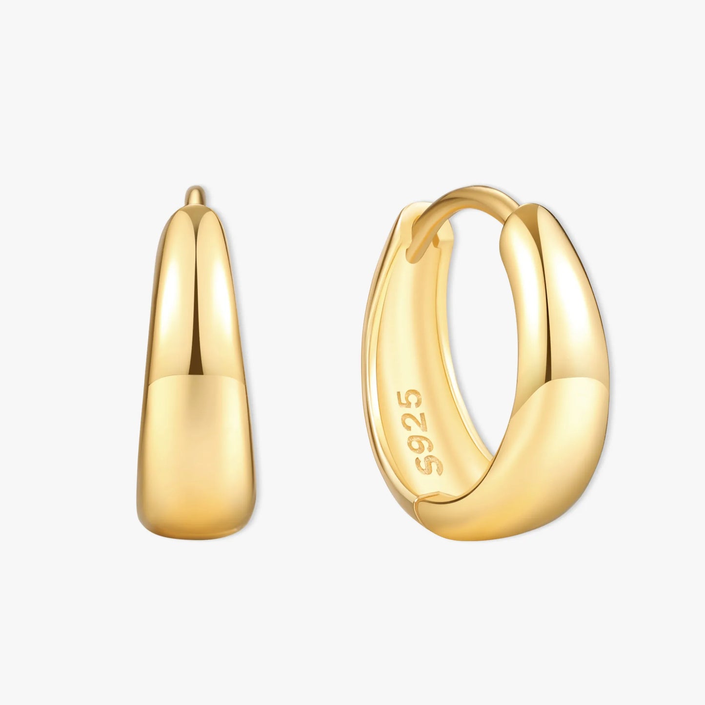 Tapered Huggie Hoops In Gold