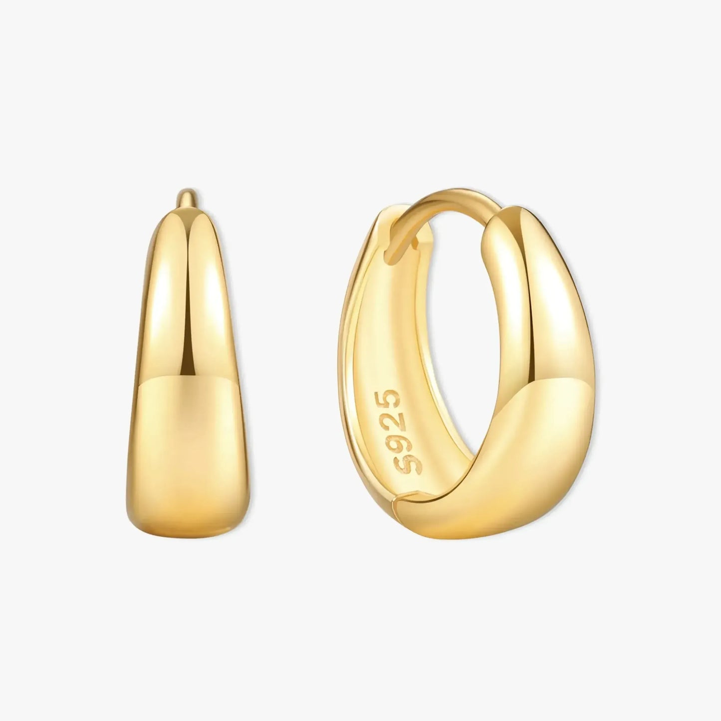 Tapered Huggie Hoops In Gold