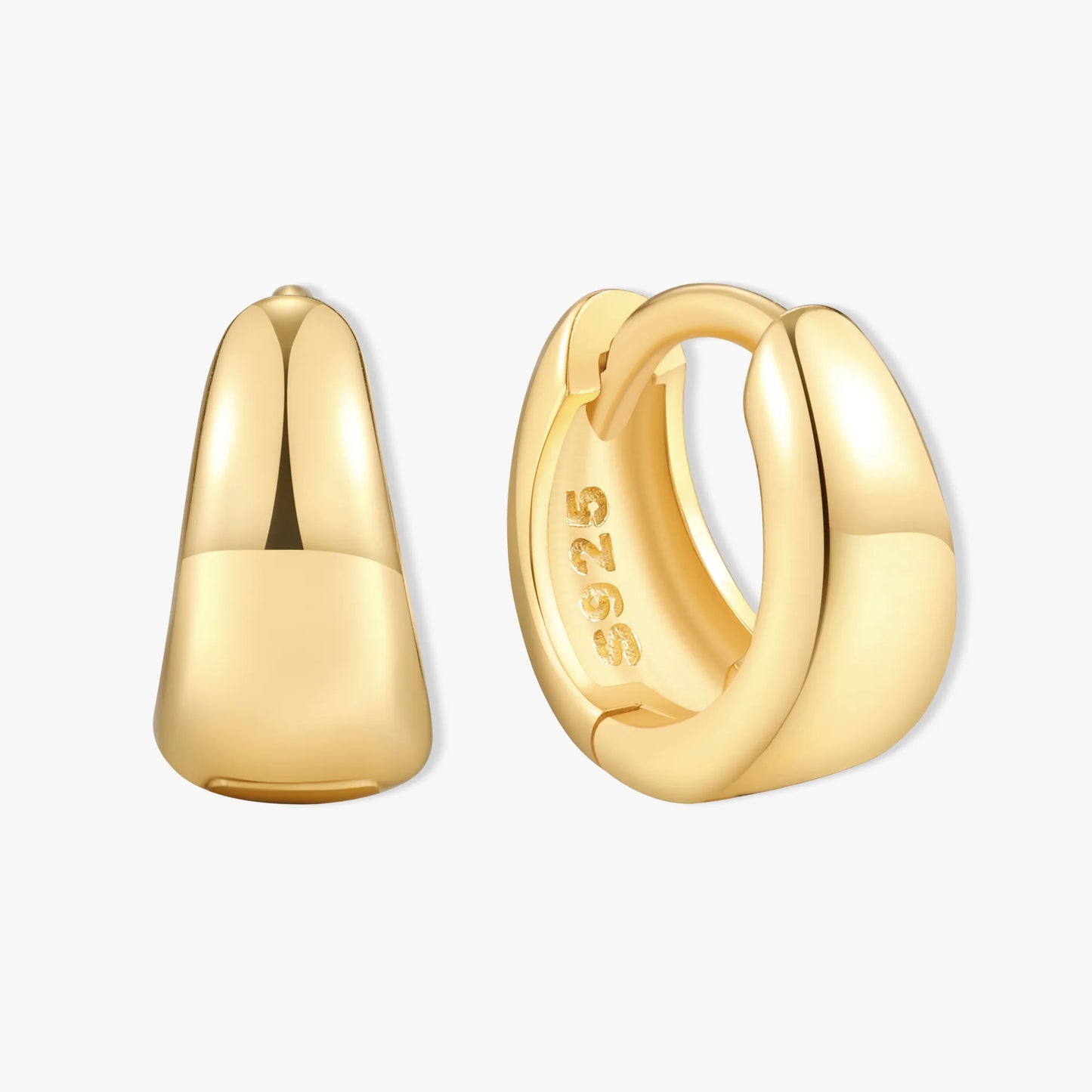 Tapered Huggie Hoops In Gold