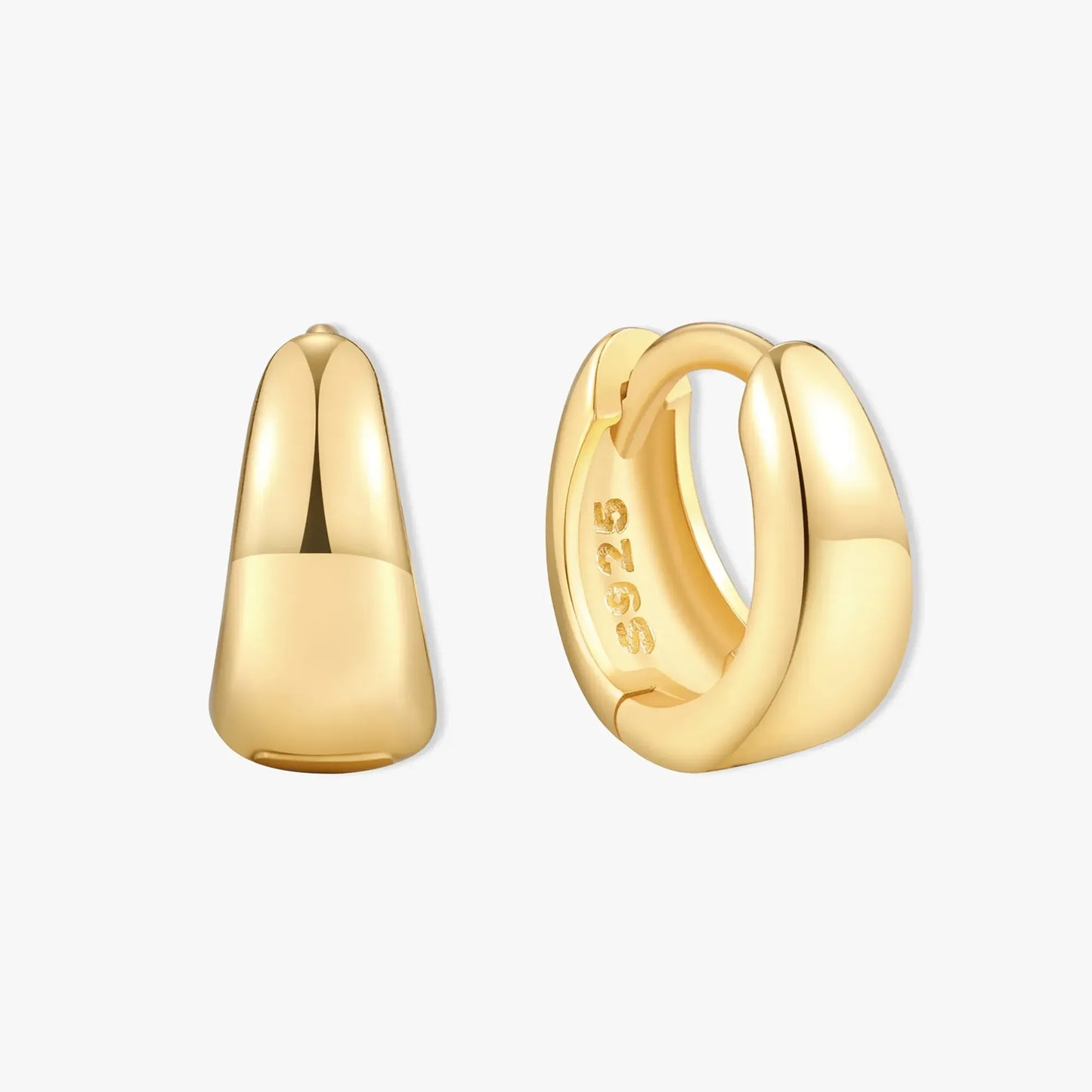 Tapered Huggie Hoops In Gold