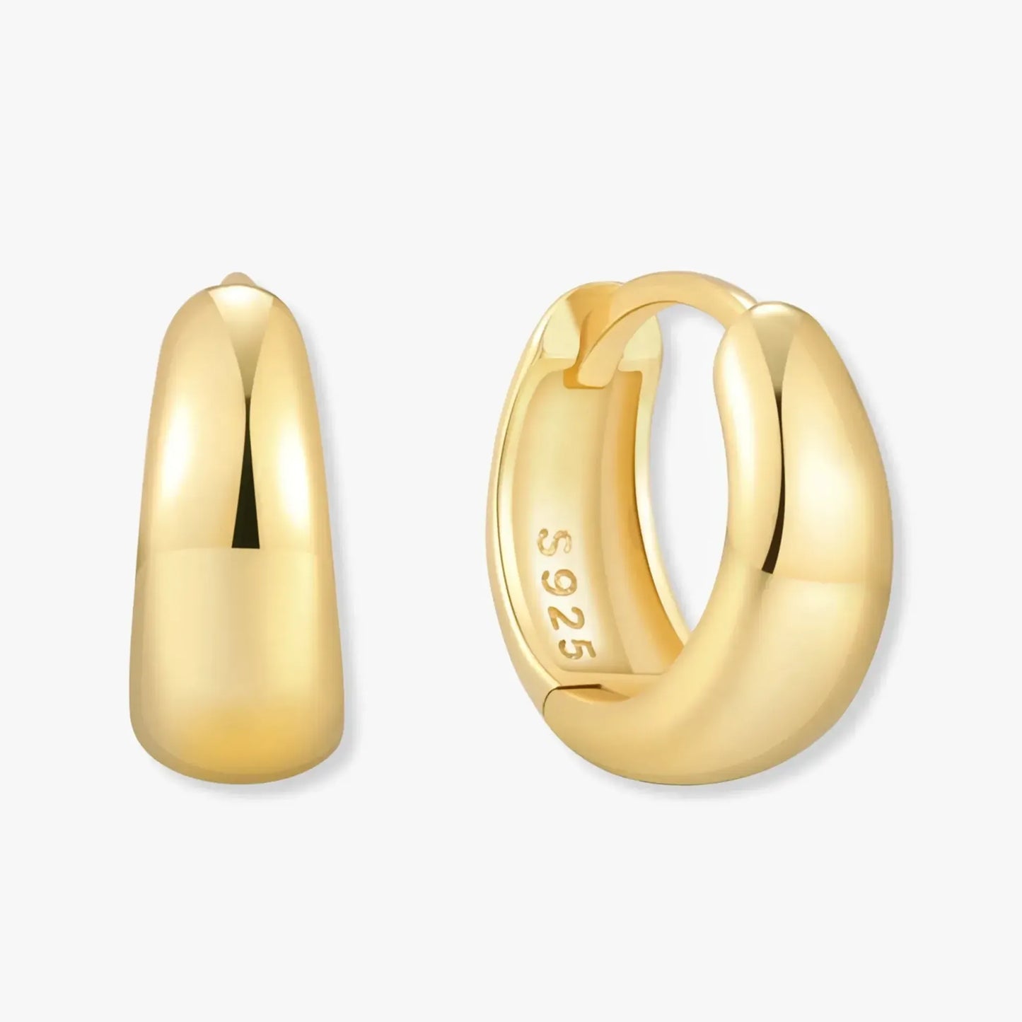 Tapered Huggie Hoops In Gold