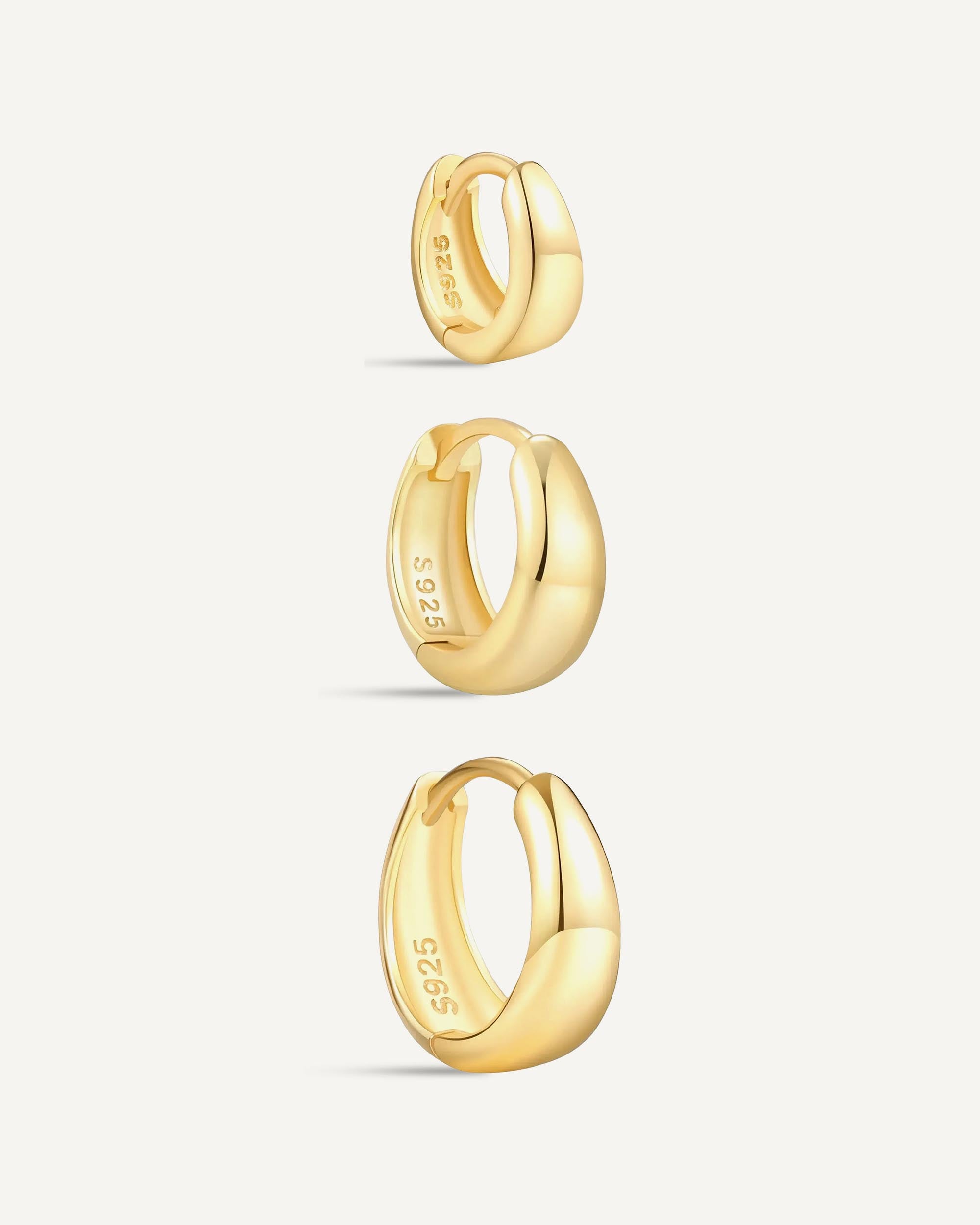 Tapered Huggie Hoops In Gold