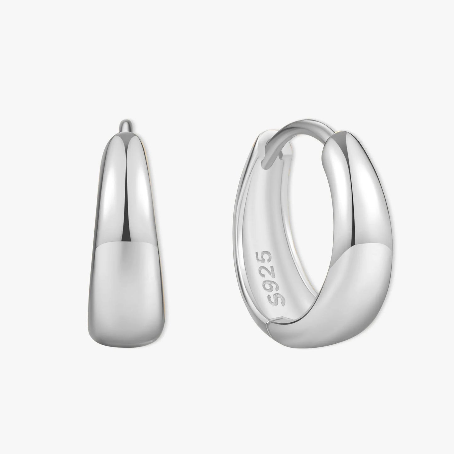 Tapered Huggie Hoops In Silver