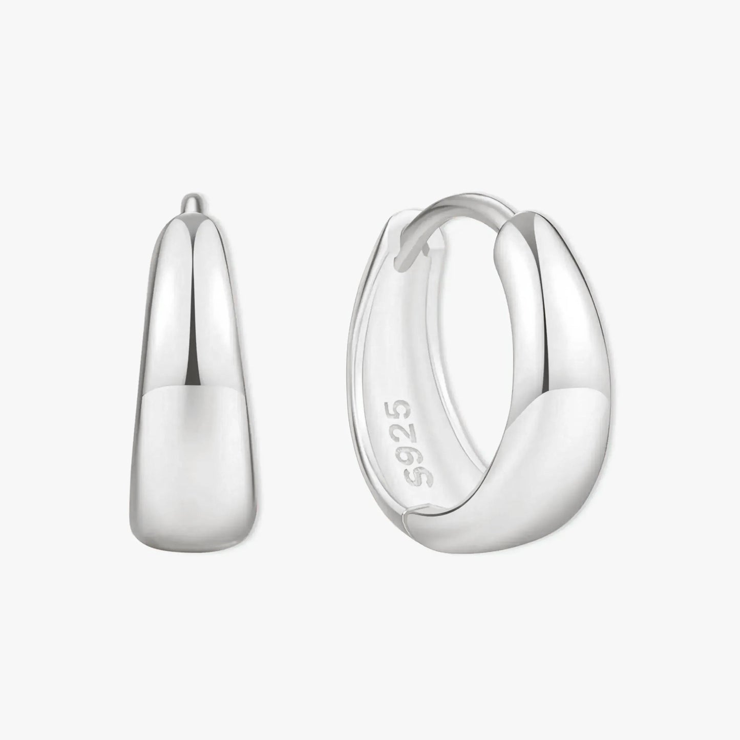 Tapered Huggie Hoops In Silver