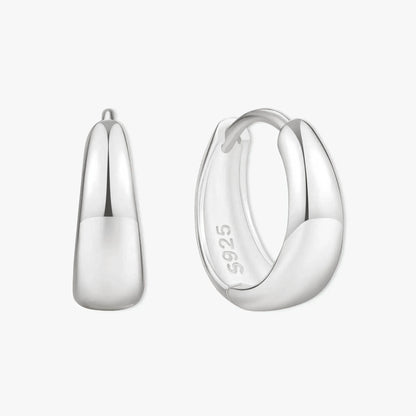 Tapered Huggie Hoops In Silver