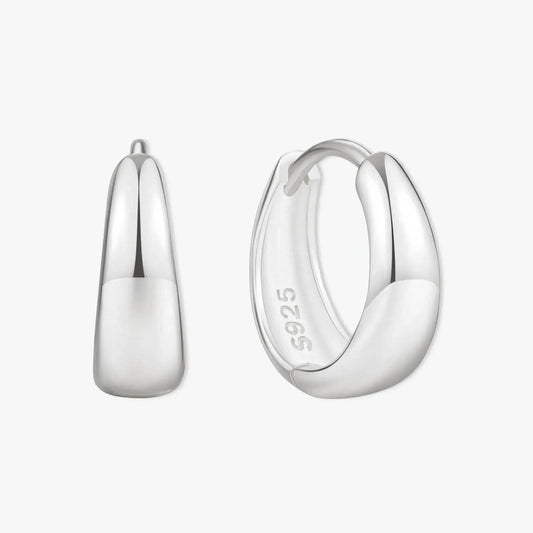 Tapered Huggie Hoops In Silver