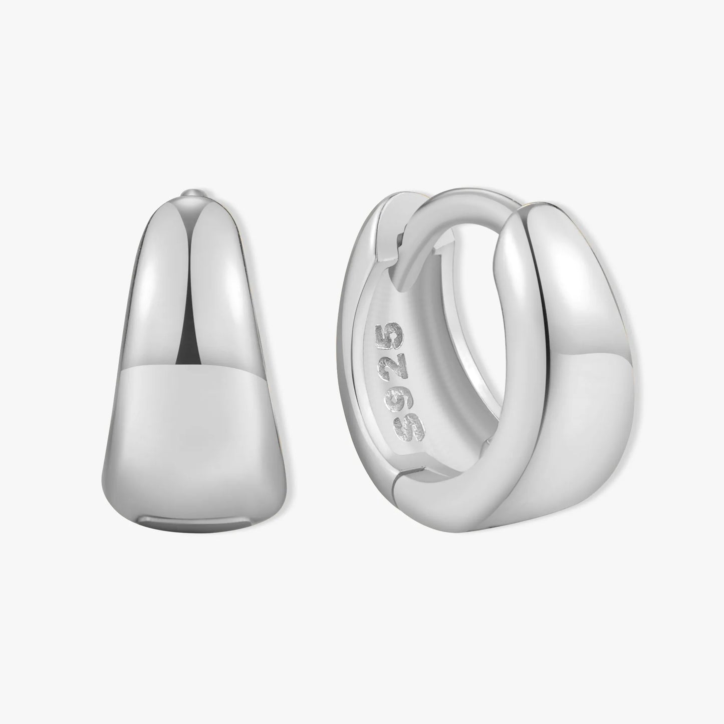 Tapered Huggie Hoops In Silver