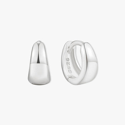 Tapered Huggie Hoops In Silver