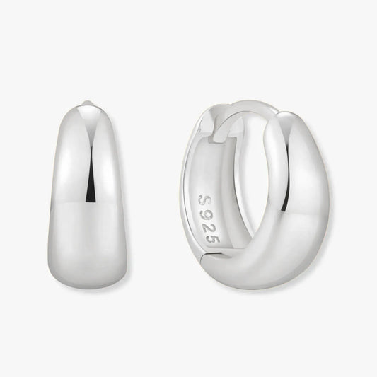 Tapered Huggie Hoops In Silver