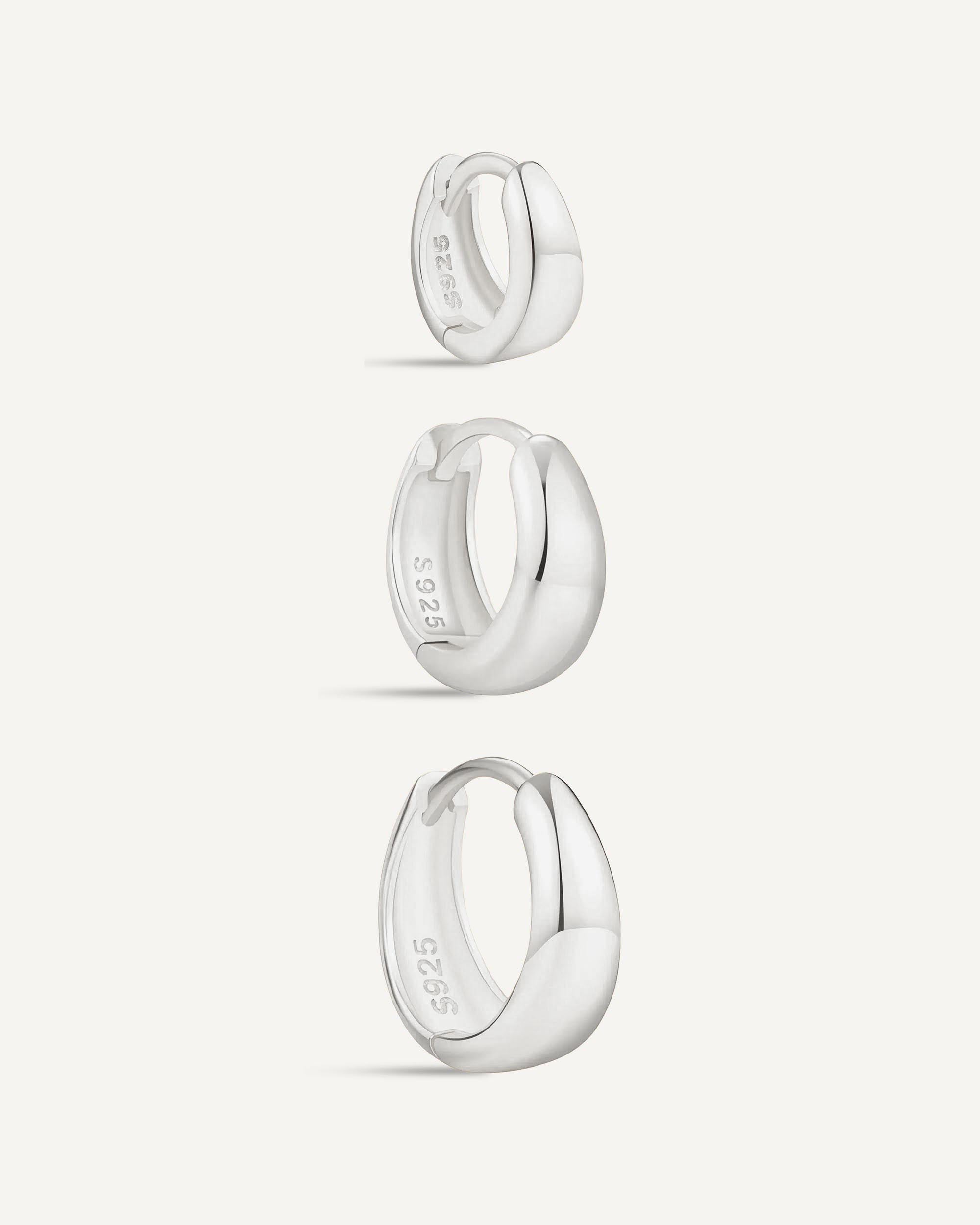 Tapered Huggie Hoops In Silver