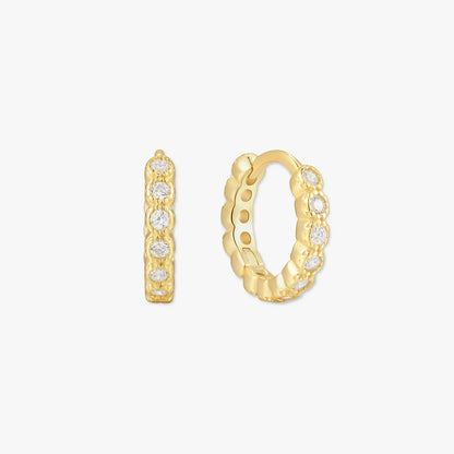 Bezel Crystal Huggies In Gold