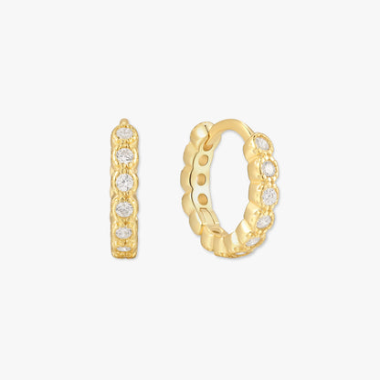 Bezel Crystal Huggies In Gold