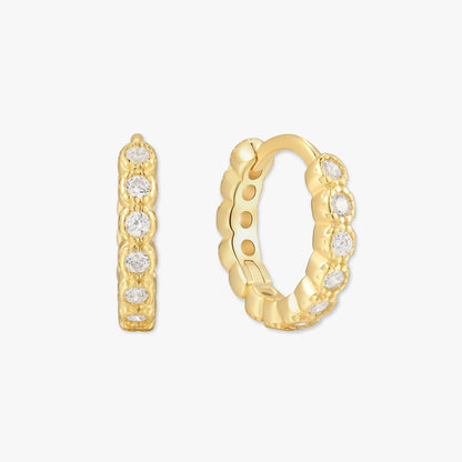 Bezel Crystal Huggies In Gold