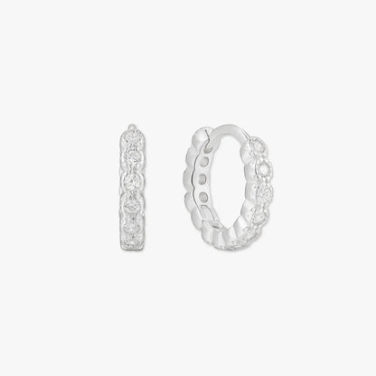 Bezel Crystal Huggies In Silver