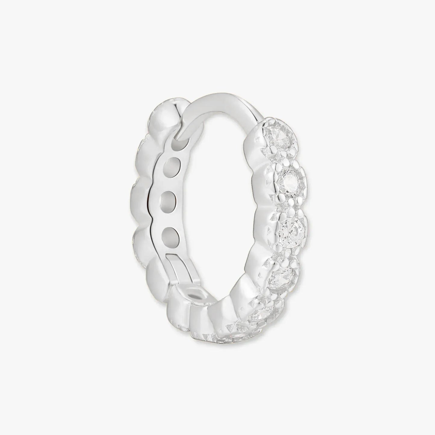 Bezel Crystal Huggies In Silver