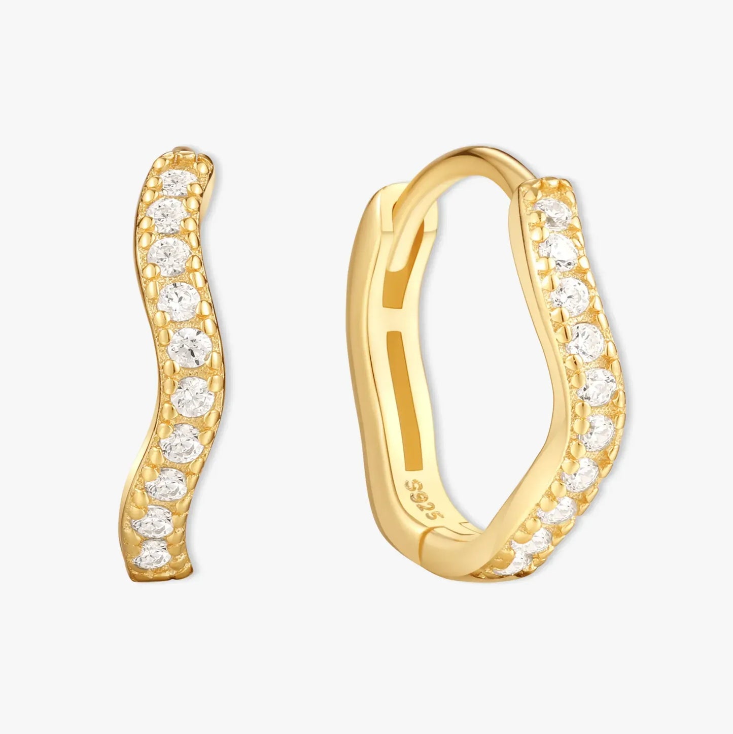 Wave Crystal Paved Huggies In Gold