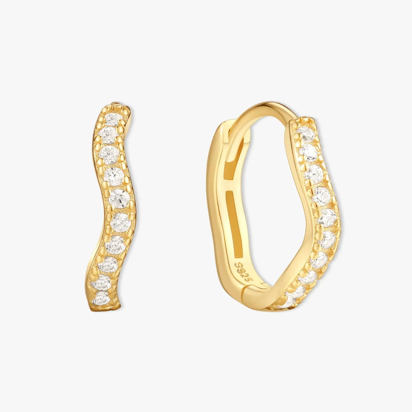 Wave Crystal Paved Huggies In Gold