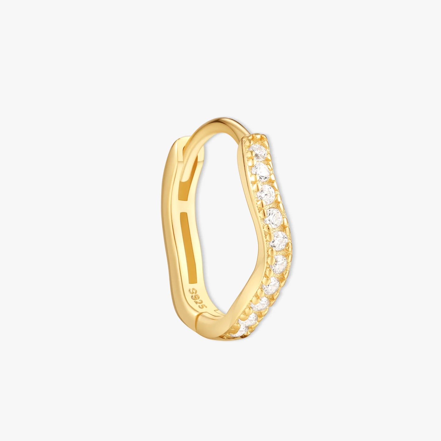 Wave Crystal Paved Huggies In Gold