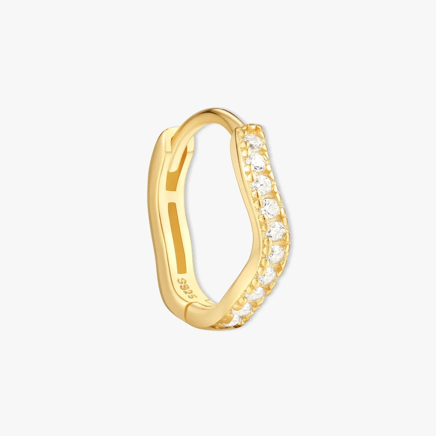 Wave Crystal Paved Huggies In Gold