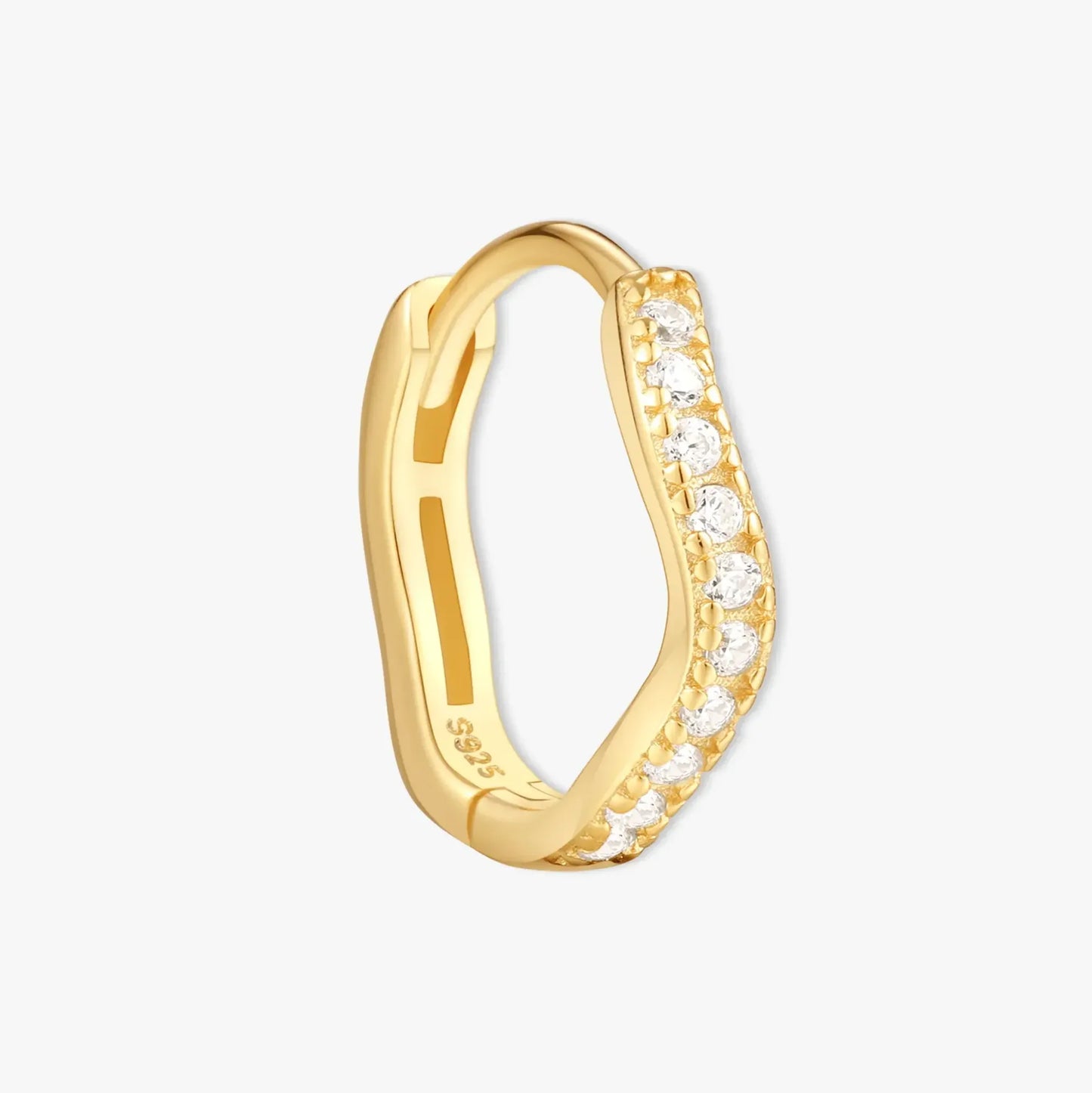 Wave Crystal Paved Huggies In Gold