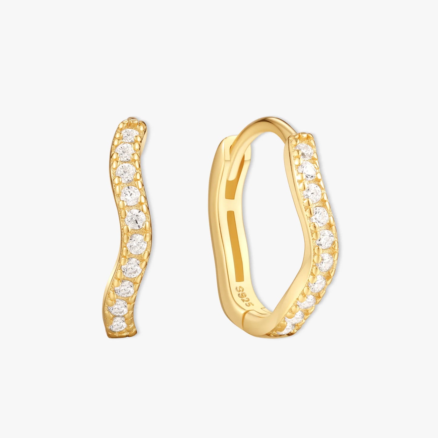 Wave Crystal Paved Huggies In Gold