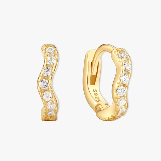 Wave Crystal Paved Huggies In Gold