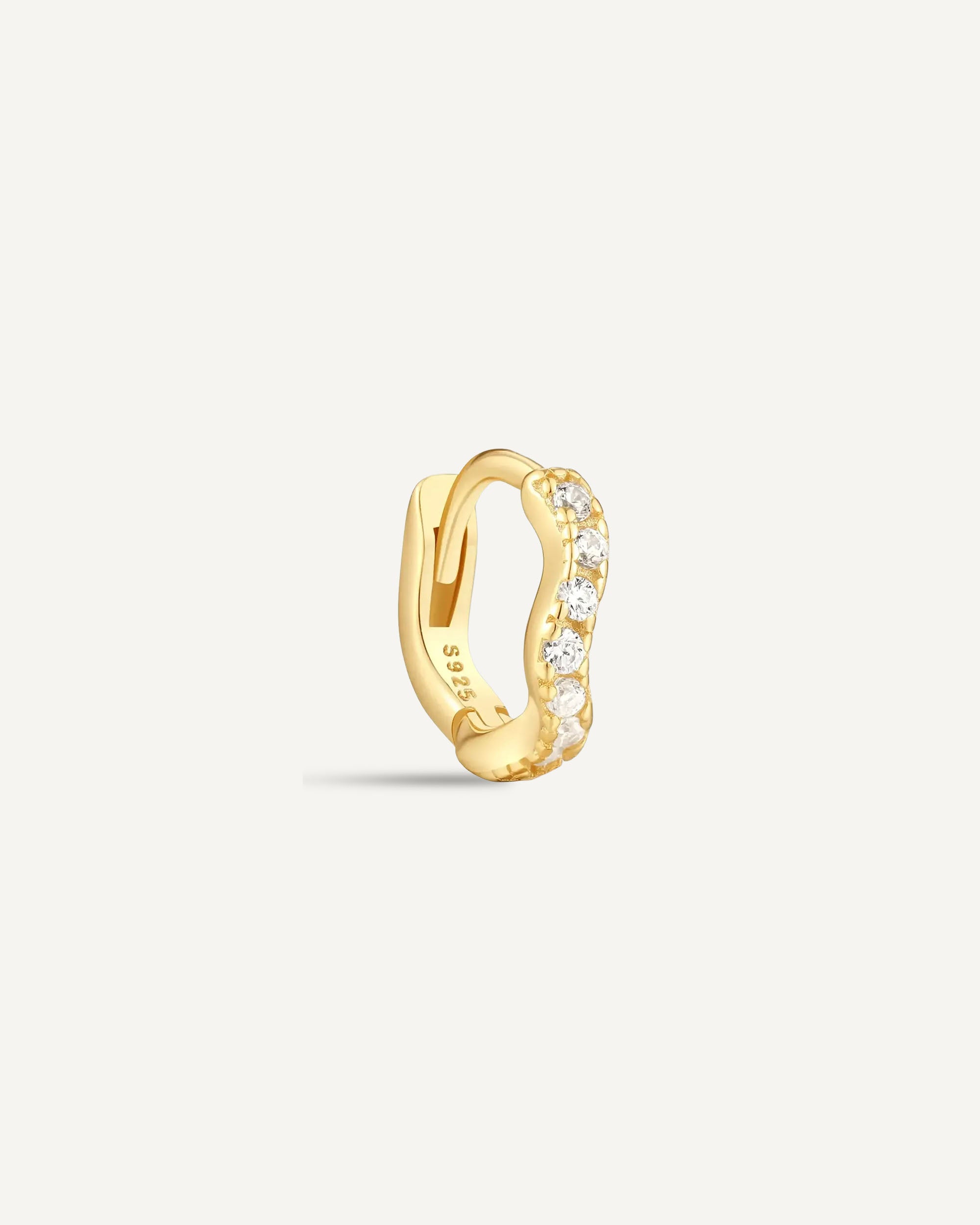 Wavy Crystal 6mm Helix Huggie In Gold